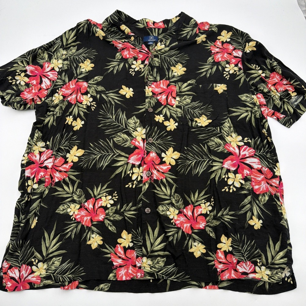 Vintage George Floral Hawaiian Shirt XL Short Sleeve ButtonUp Vacation Vibes